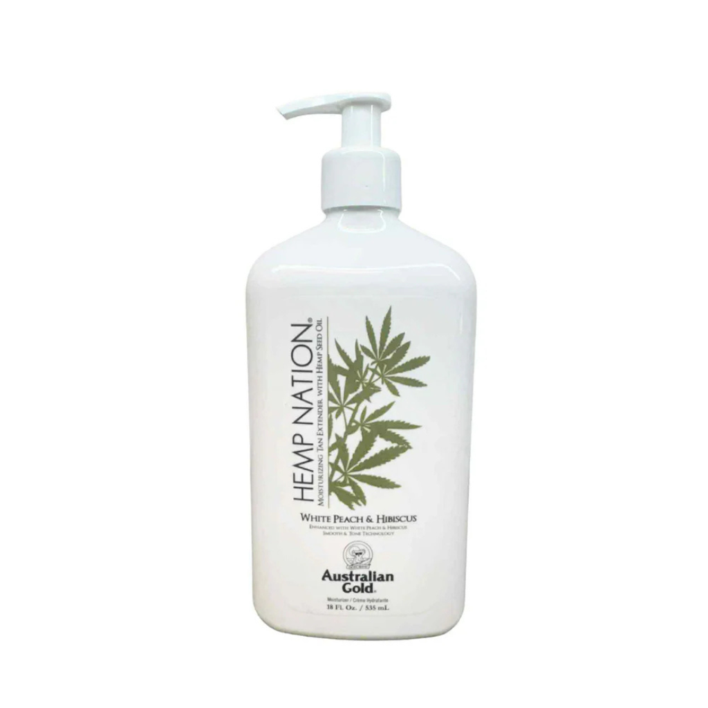 Hemp Nation Moisturizing Tan Extender: White Peach and Hibiscus, 535 ml.